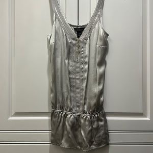 White House Black Market Small Silk Silver top